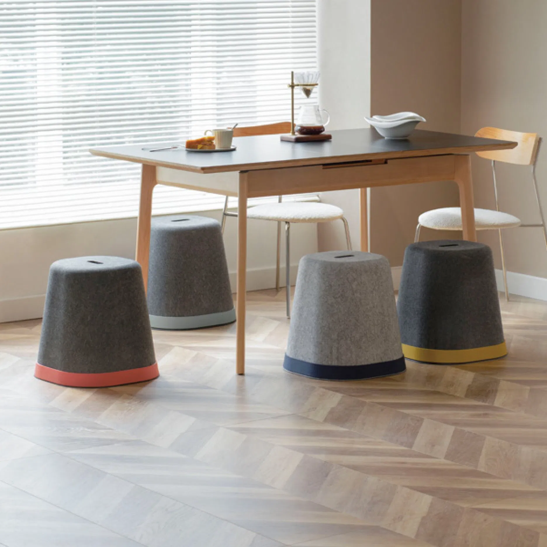 Hot Sale School Bamboo Leisure Office Furniture Felt Stool