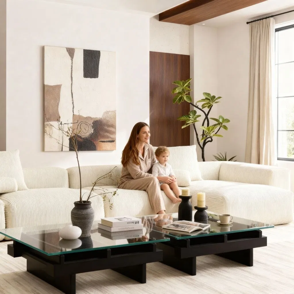 Corduroy Vacuum Compressed Sofa Modular Foam Air Sofa Furniture