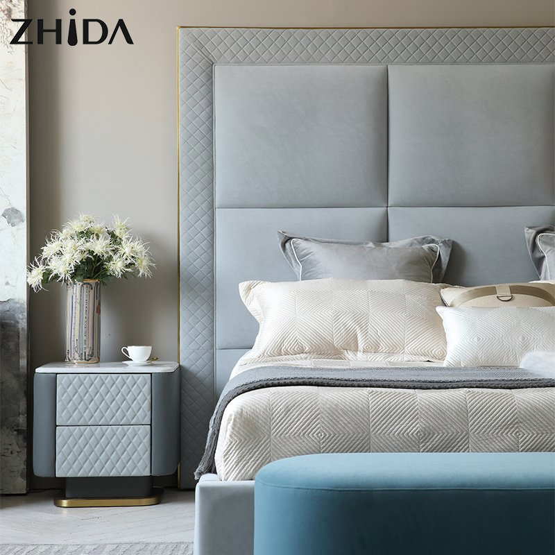 Luxury Design Bedroom Furniture Velvet King Size Bed Set