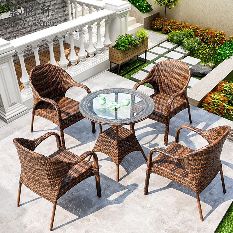 Balcony Rattan Table Set Outdoor Living Furniture Det Garden Tea Table Chair