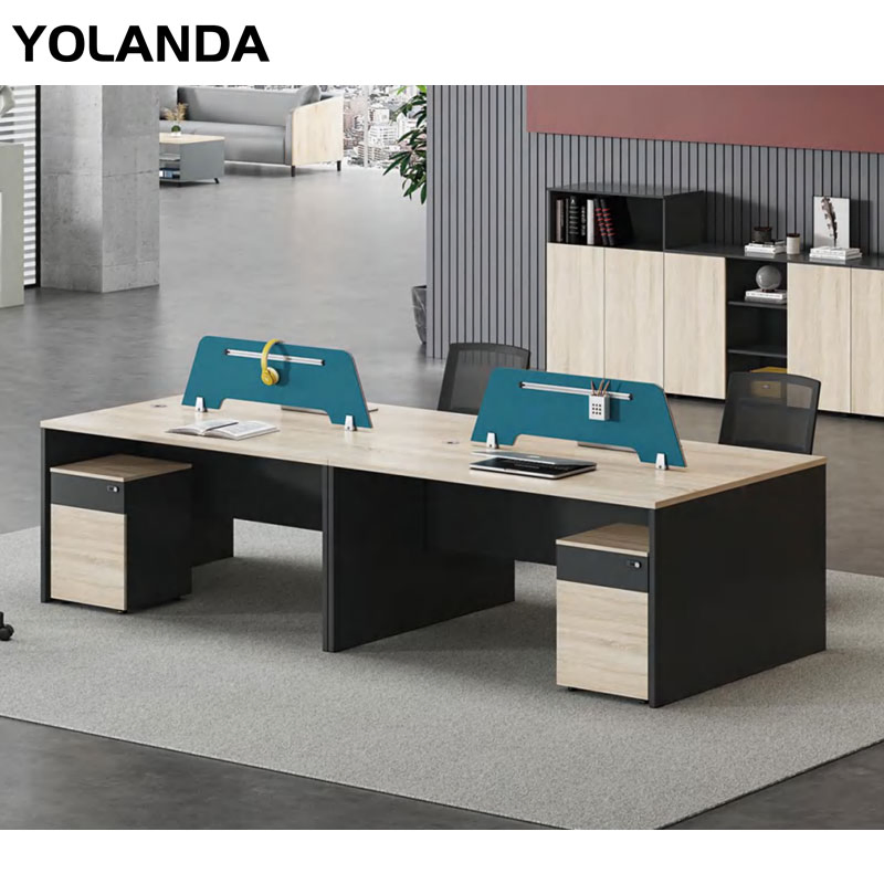 Yolanda Office Furniture Office Work Desk Table 2 4 6 8 Person Staff Workstation Modern Design Standard Size Double Side Staff Table