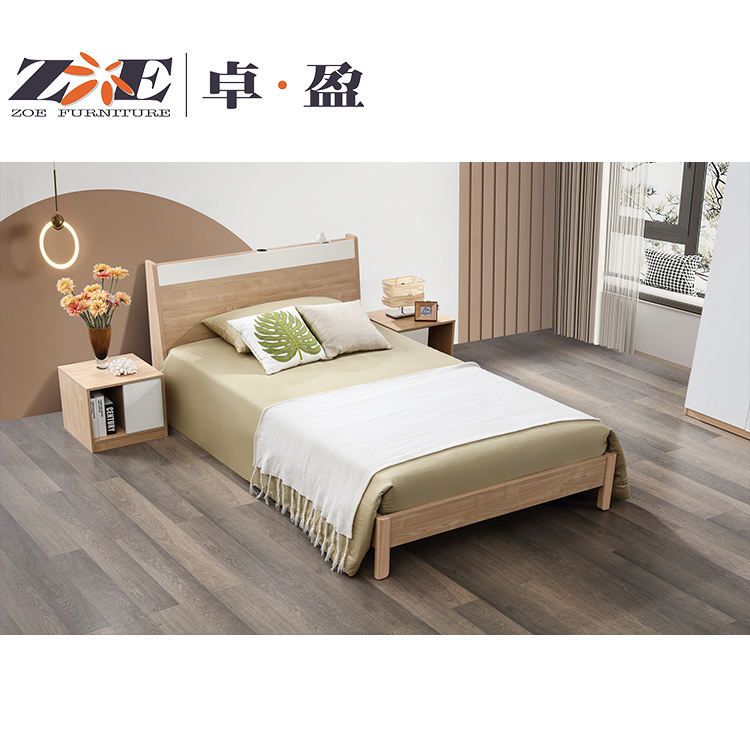 Custom Apartment House Project Furniture Wooden MDF Single Bedroom Furniture