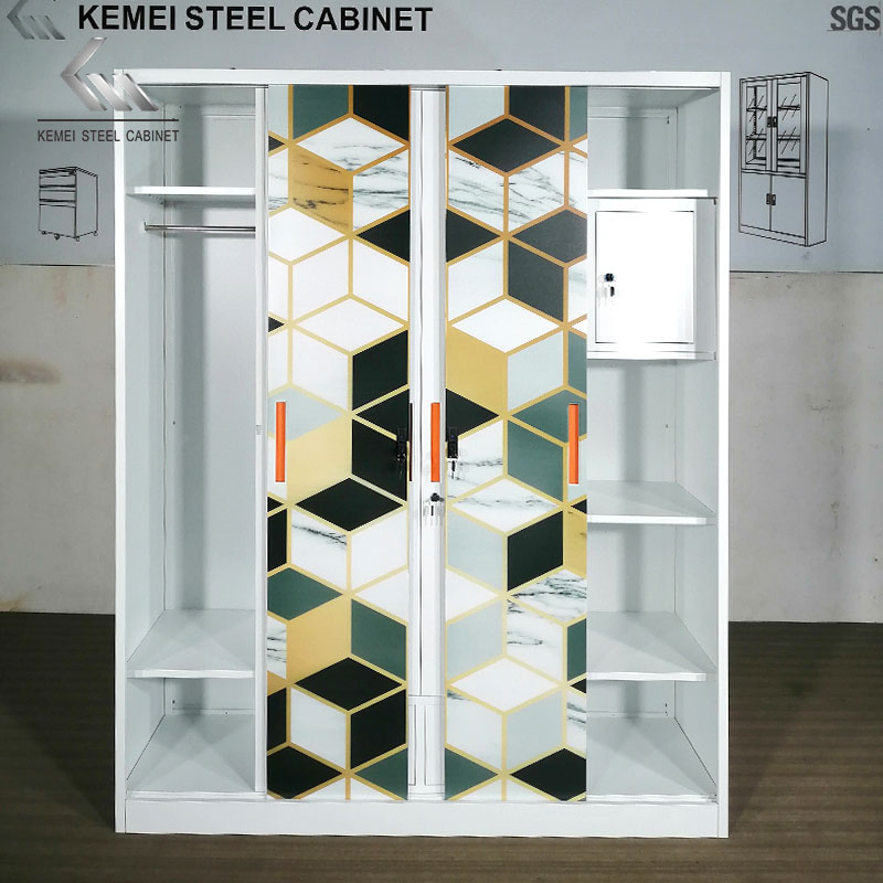 Hot Selling Steel Modern Bedroom 4 Door Clothes Metal Cabinet Wardrobe Storage Closet Wardrobes Bedroom Furniture