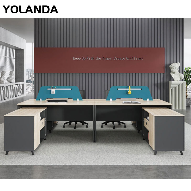 Yolanda Office Furniture Office Work Desk Table 2 4 6 8 Person Staff Workstation Modern Design Standard Size Double Side Staff Table