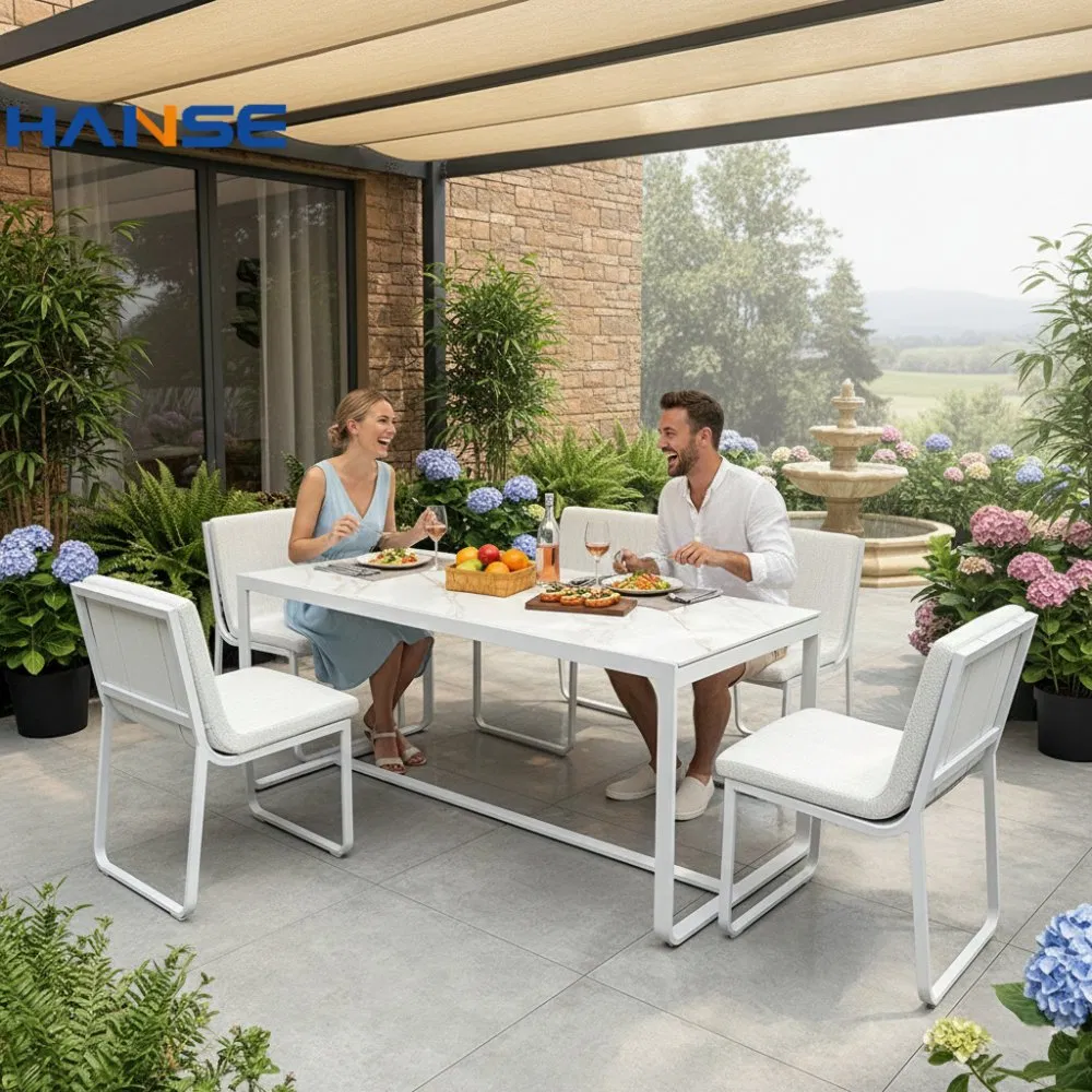 Patio Furniture Rope Dining Set Outdoor Table Aluminum Dining Room Furniture Outdoor Dining Table and Chair