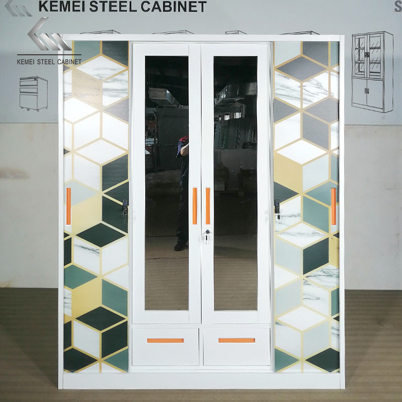 Hot Selling Steel Modern Bedroom 4 Door Clothes Metal Cabinet Wardrobe Storage Closet Wardrobes Bedroom Furniture