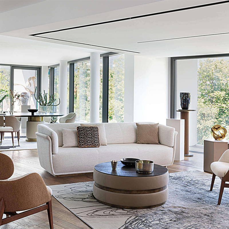 Wholesale Premium Minimalist Sofa Light Beige Fabric Modern Living Room Furniture