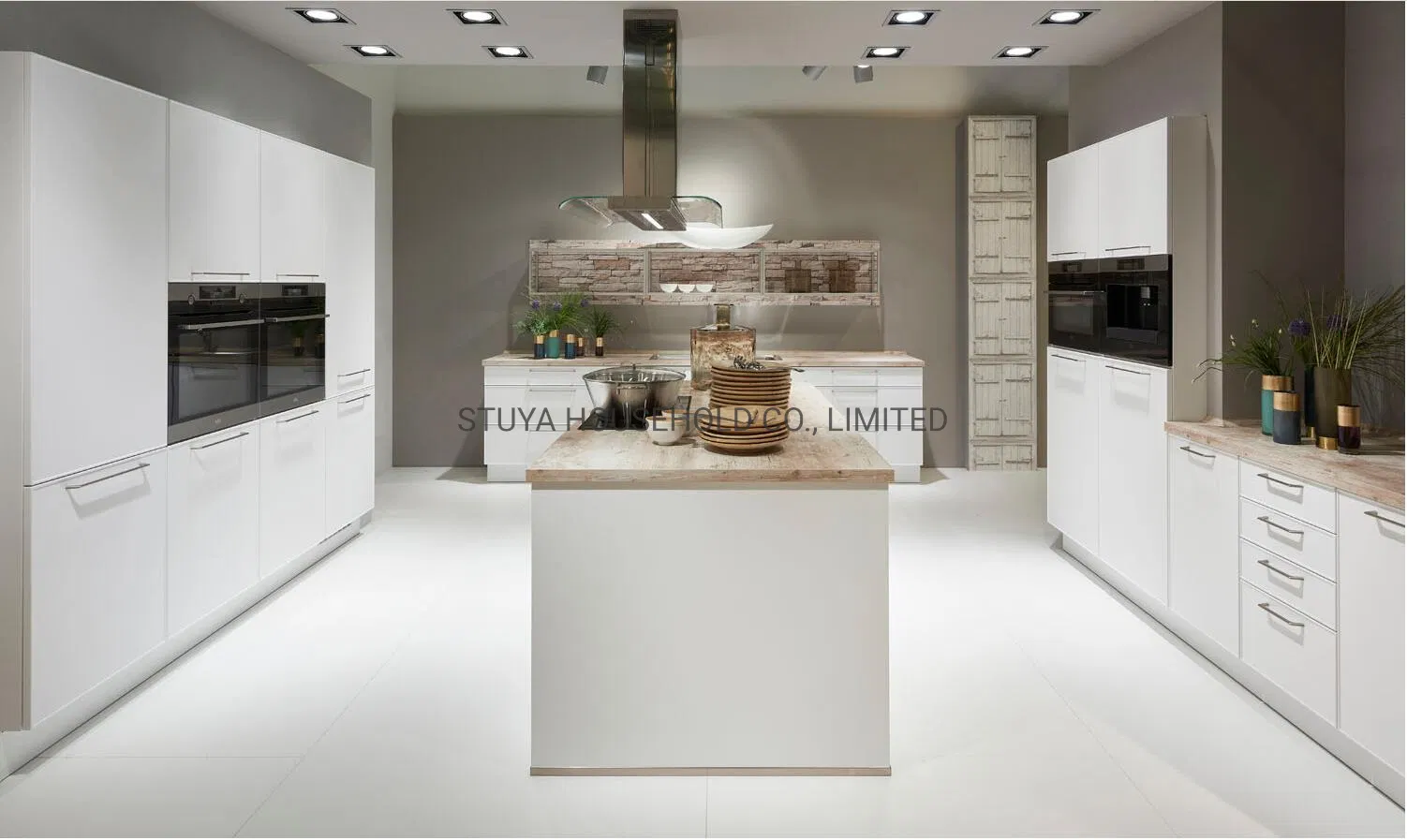 Home Furniture Modern Minimalist Design White Lacquering Kitchen Cabinet