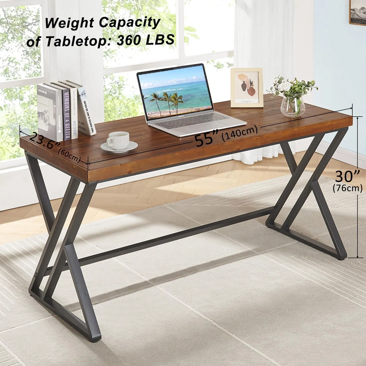 Solid Wood Home Office Computer Table Writing Desk for Living Room Bedroom