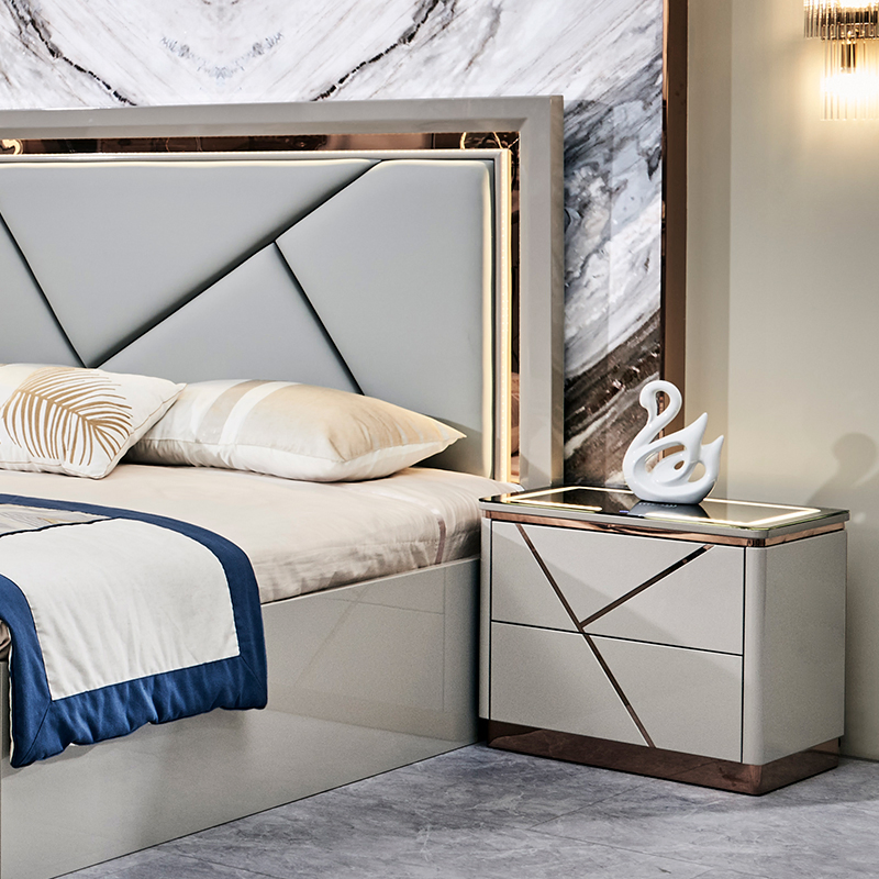 Modern Luxury Apartment House Wood King Size Double Bed Room Set Home Storage MDF Wooden Full Set Bedroom Furniture