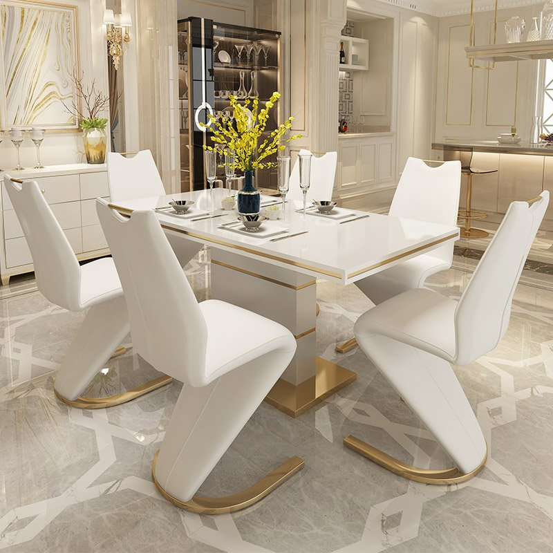 Modern Design Home Furniture Dining Table Sets Gloss Living Room Tempered Glass Dining Table Sets