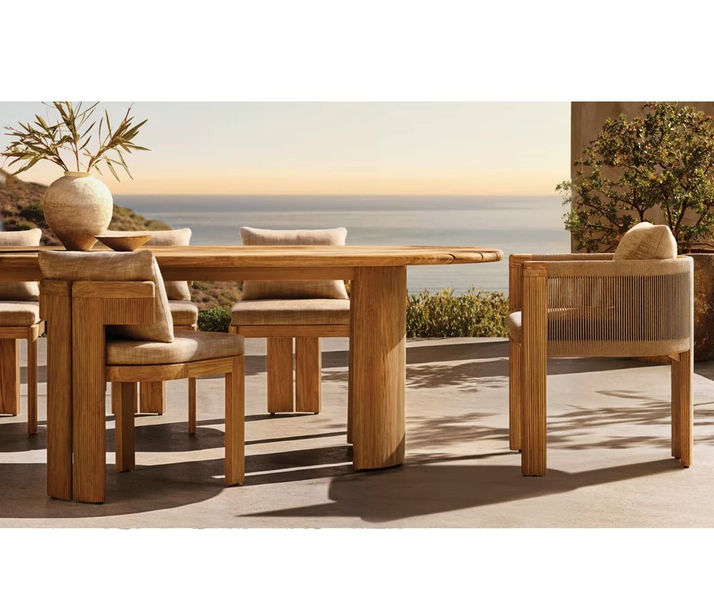 Luxury Resort Villa Balcony Outdoor Furniture Dining Set Patio Teak Table and Chairs