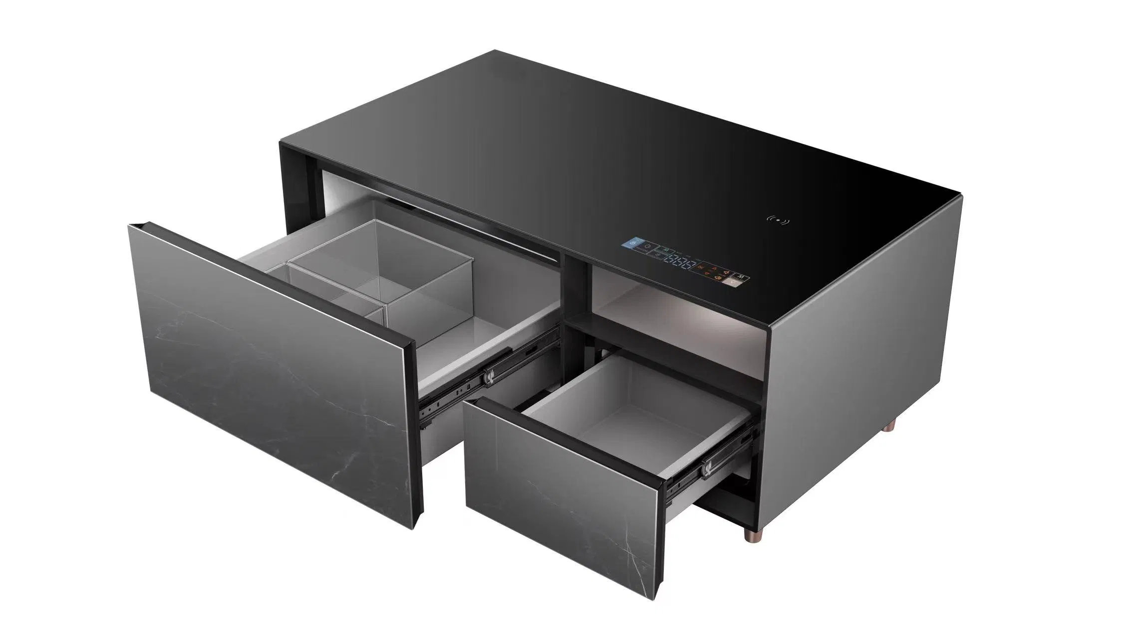 Smart Coffee Table 106L Dual Built in Refrigerator Drawers Wireless Charging for Living Room Home Furniture Smart Coffee Table