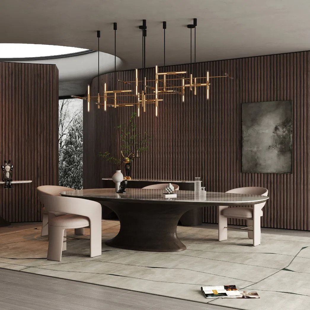 Modern Diningroom Ash Wood Round Hot Sale Luxury Furniture Marble Dining Table