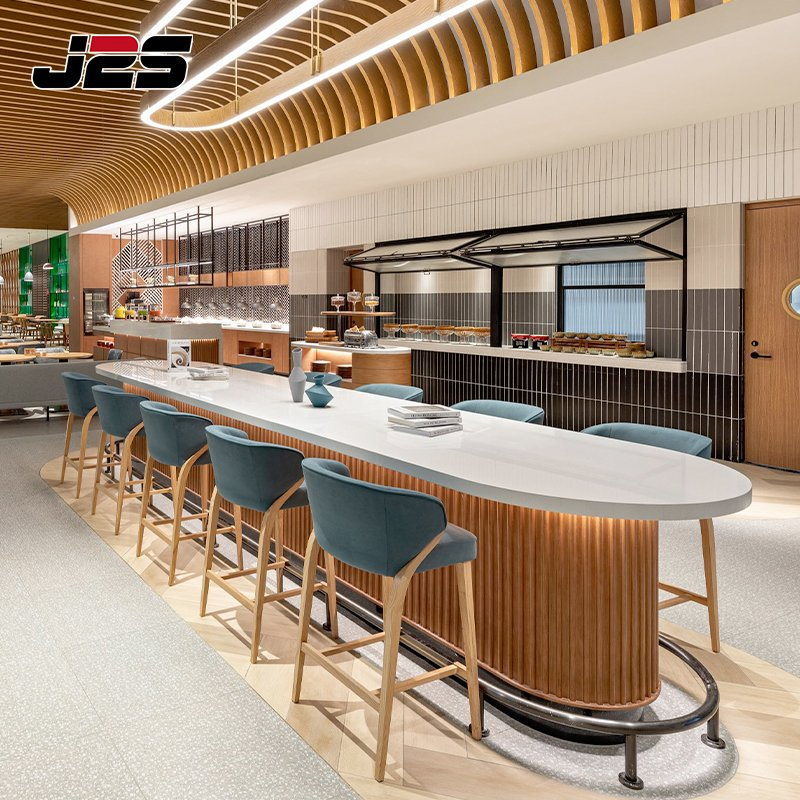 Commercial Table Coffee Shop Restaurant Furniture Beige Leather Armchair Long Rectangular Marble Table Set Luxury Buffet Project