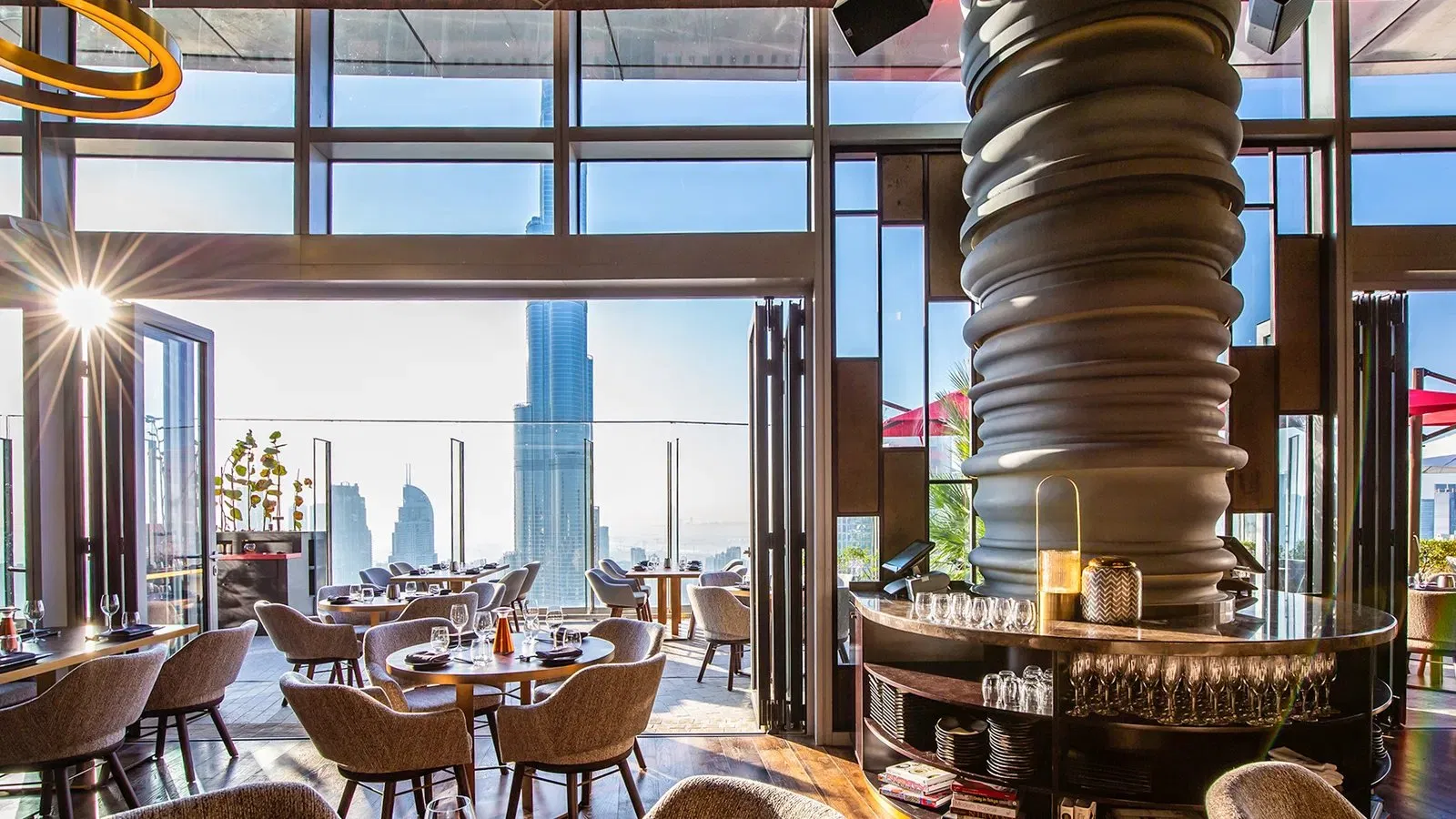 Marble Tabletops Gold Metal Bases Chairs and Leather Seating Set Restaurant Furniture