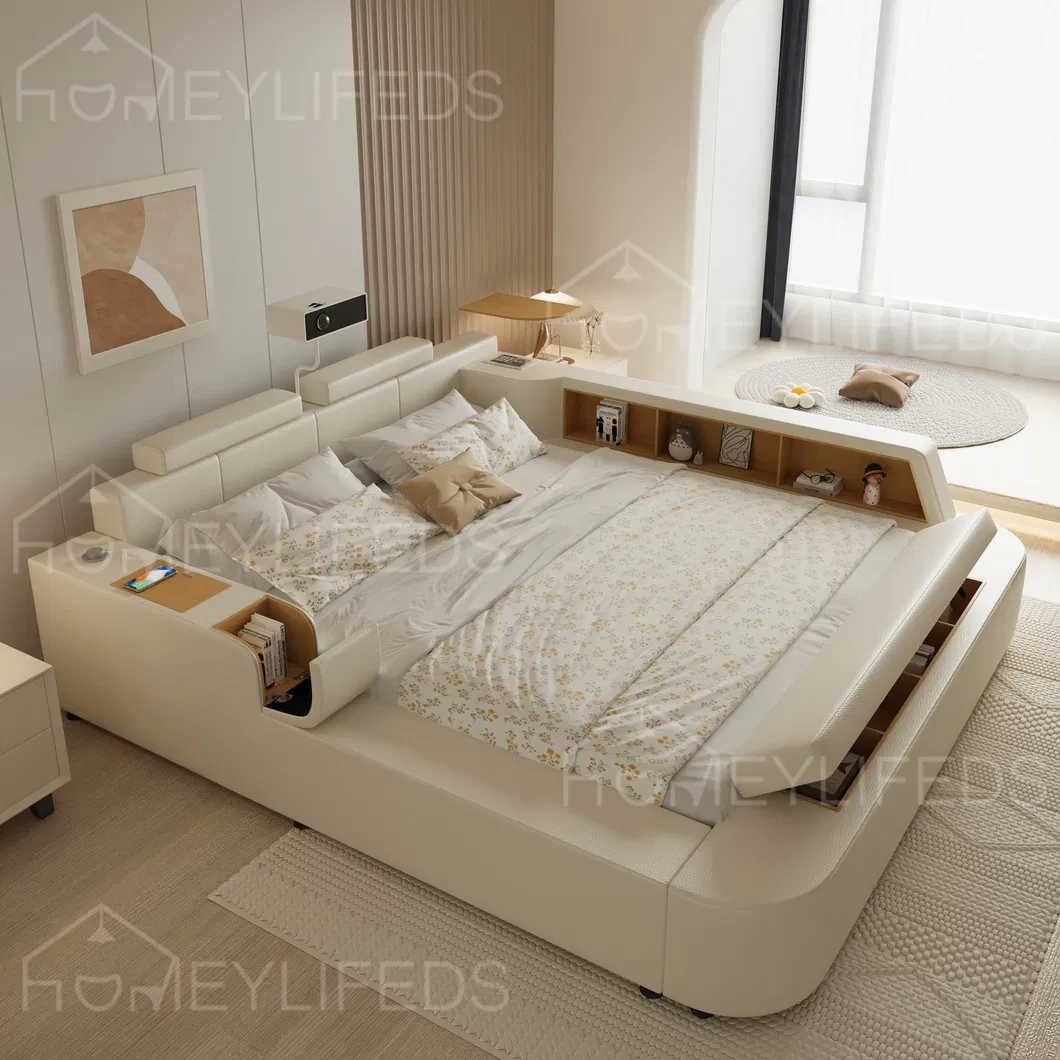 Leather Smart Bed Multifunctional Bed