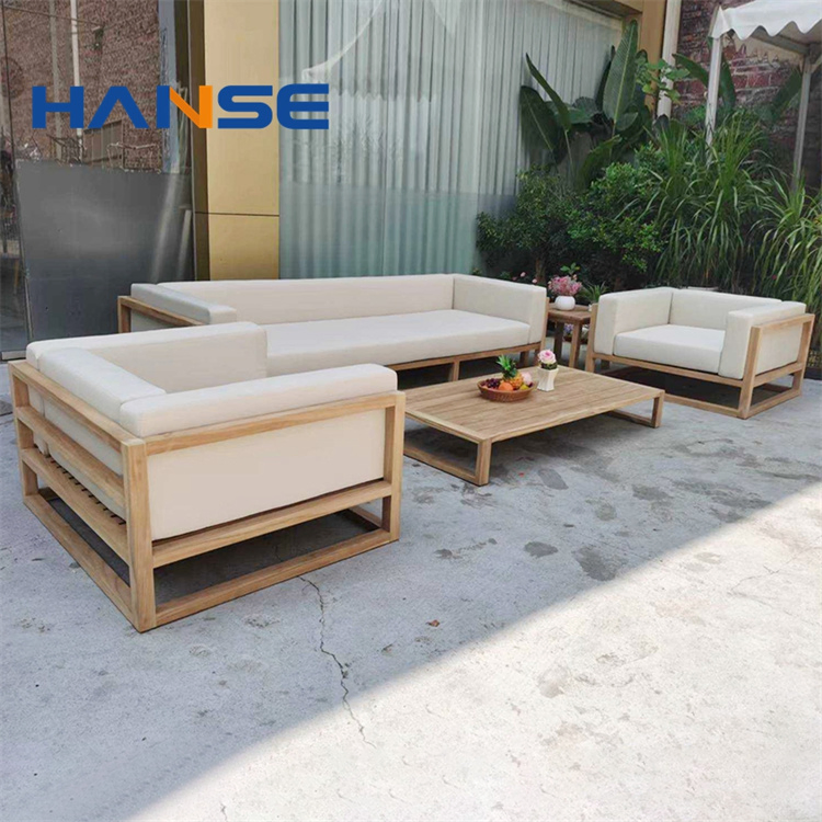 New Design Patio Modern Wooden Outdoor Furniture Sofa Set Furniture Outdoor Teak Wood Outdoor Sofas 3 Seater