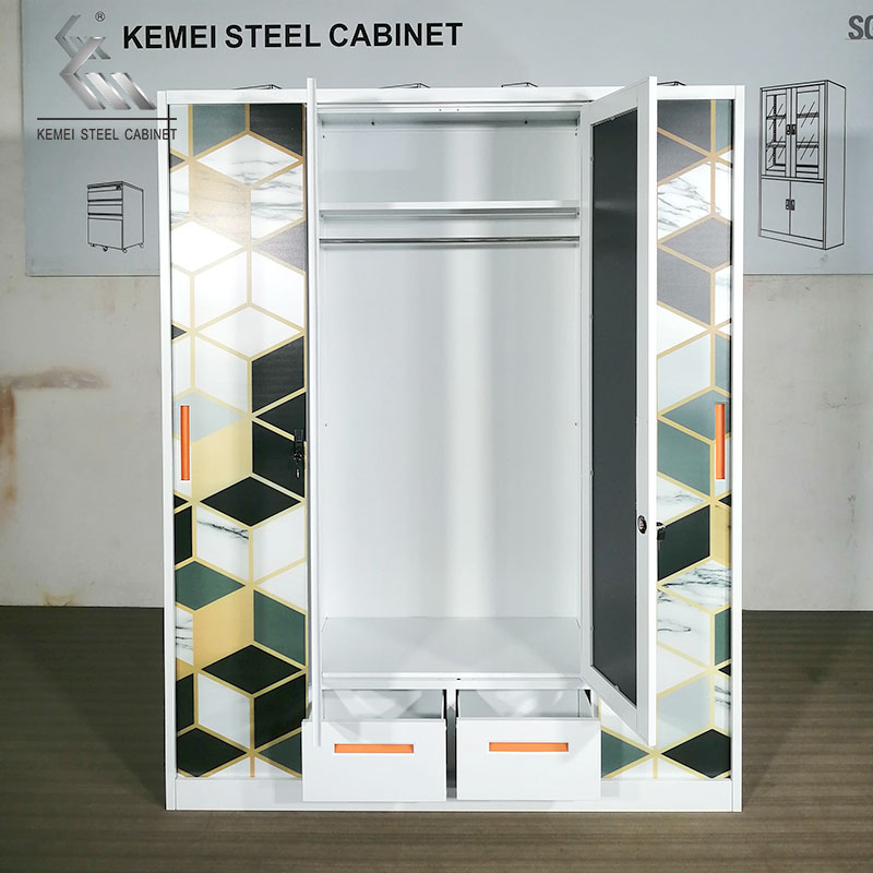 Hot Selling Steel Modern Bedroom 4 Door Clothes Metal Cabinet Wardrobe Storage Closet Wardrobes Bedroom Furniture