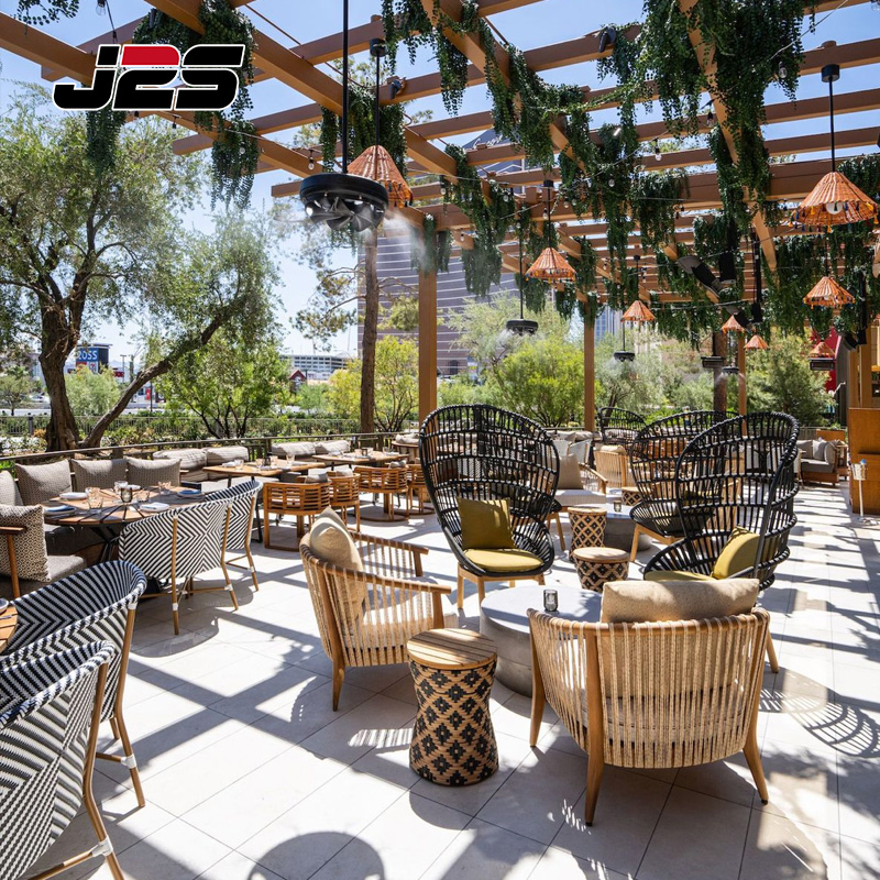 J2s Luxury Commercial Outdoor Teak Wood Woven Rope Chair Restaurant Furniture Sets for Hotel Terrace