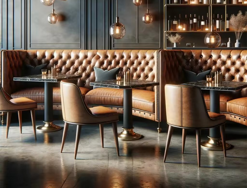 Project Modern Wooden Dining Booth Seating Cafeteria Cafe Table Chair Restaurant Furniture