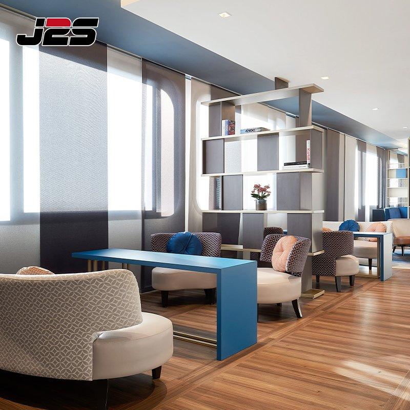 Commercial Restaurant Hotel Furniture Curved Patterned Fabric Armchair Blue Custom Table Set Hotel Lounge Area