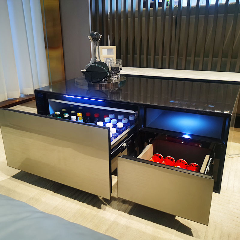 Smart Coffee Table 106L Dual Built in Refrigerator Drawers Wireless Charging for Living Room Home Furniture Smart Coffee Table
