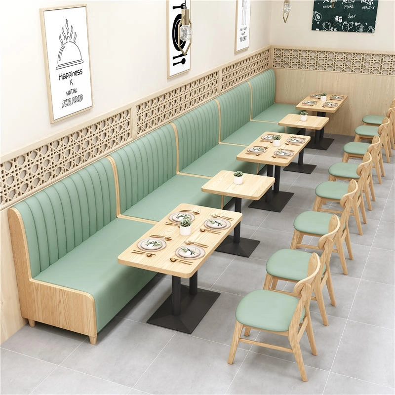 Restaurant Sofa Wooden Bar Booth Seat Dining Table Set Leather Commercial Restaurant Furniture