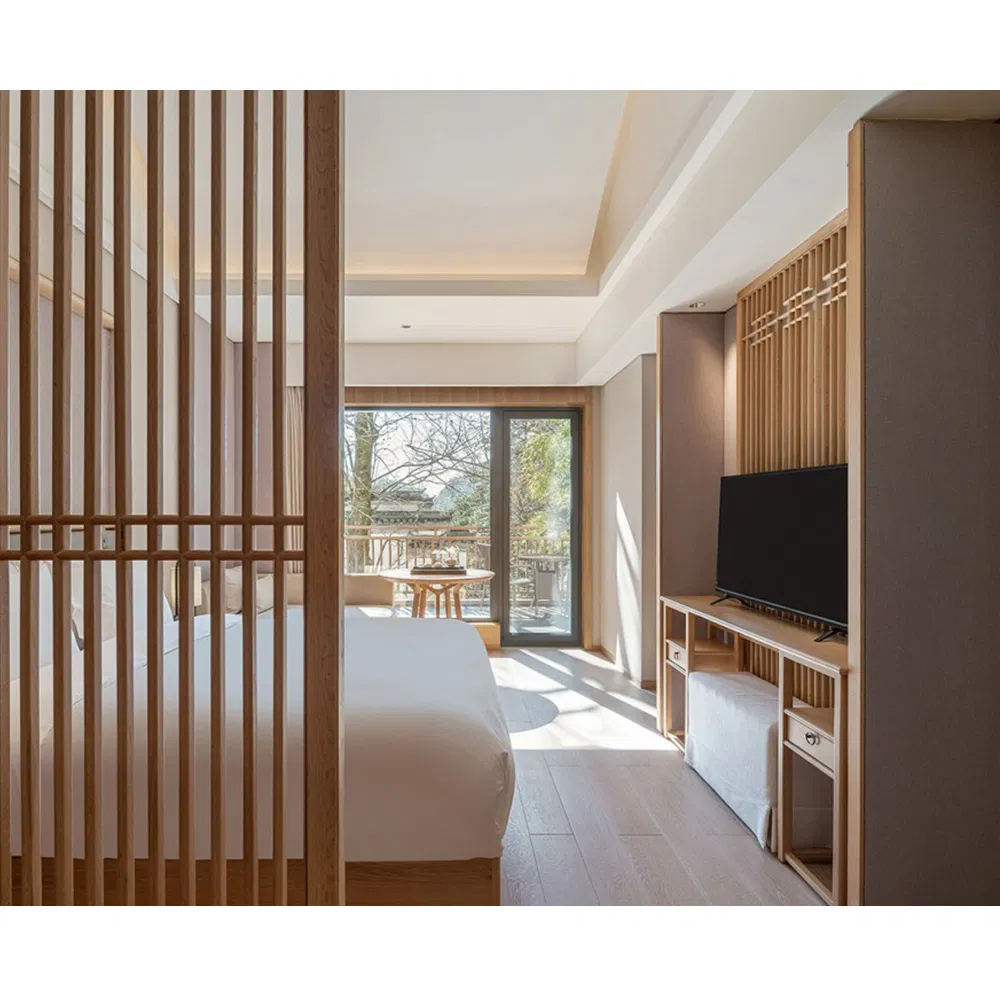 Wooden White Bedroom Melamine Home Bedroom Furniture Solid Wood Wardrobe Minimalist Hotel-Style Bedroom Furniture