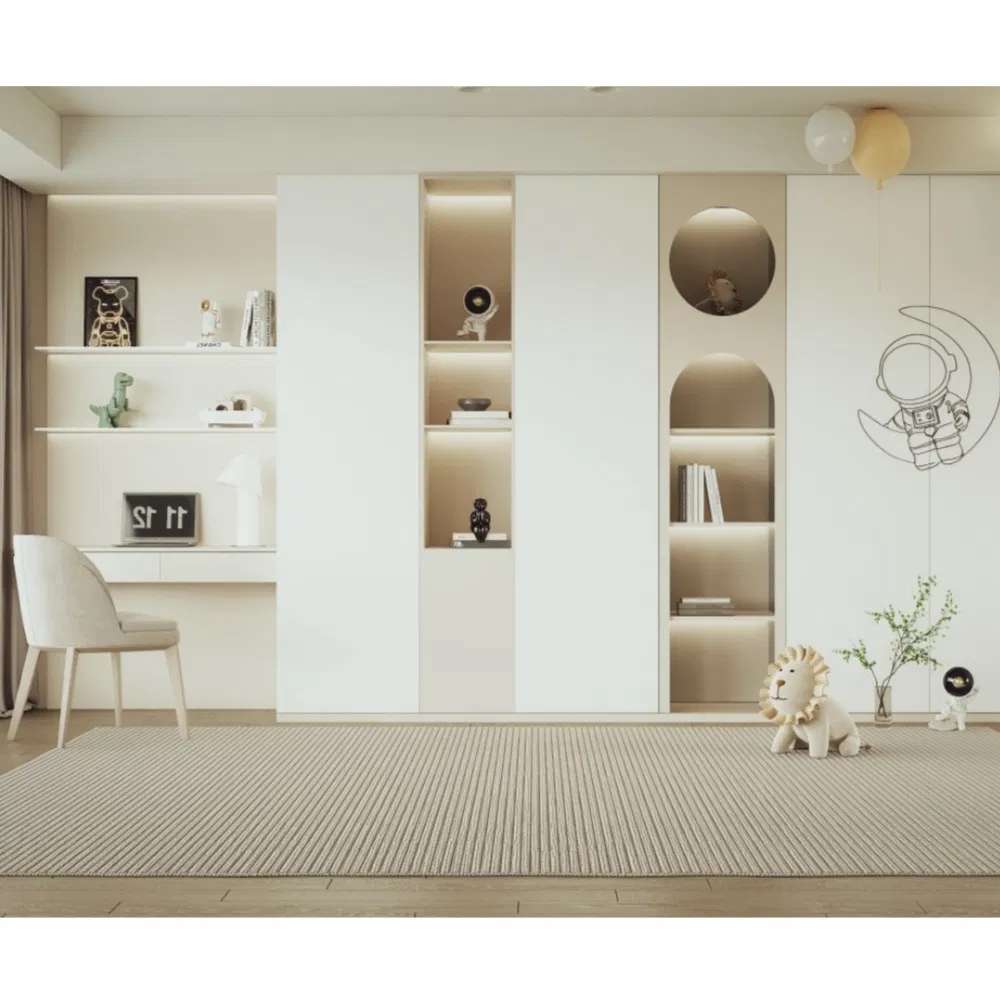 Modern Bedroom Furniture Kids Room Hinged Door Wardrobes WIC with LED Light