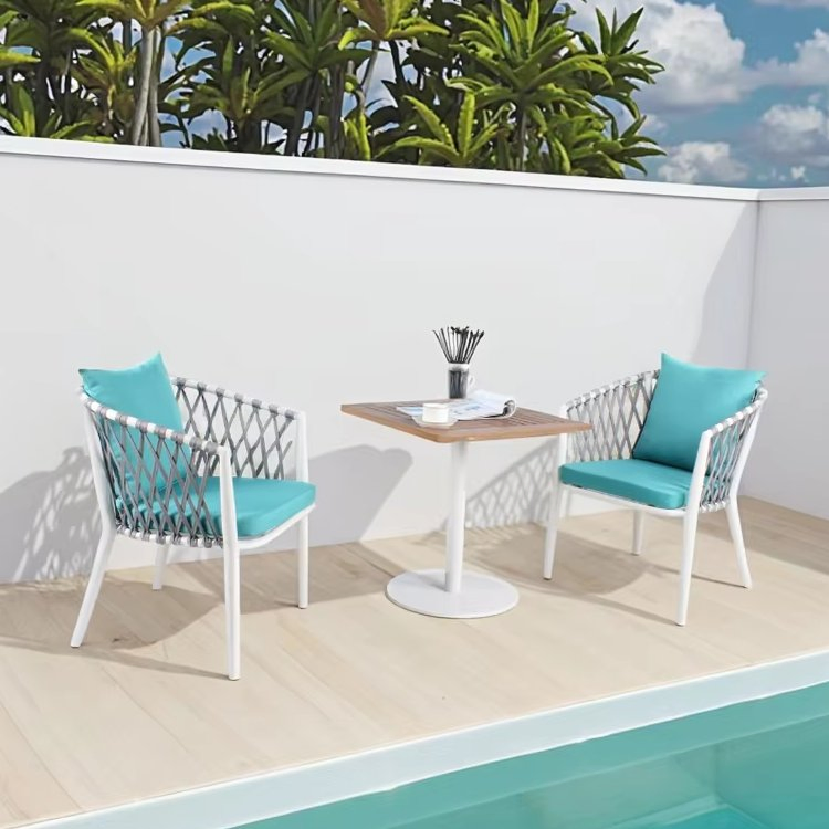 Modern Patio Coffee Table Set Rope Dining Chair Outdoor Restaurant Garden Furniture