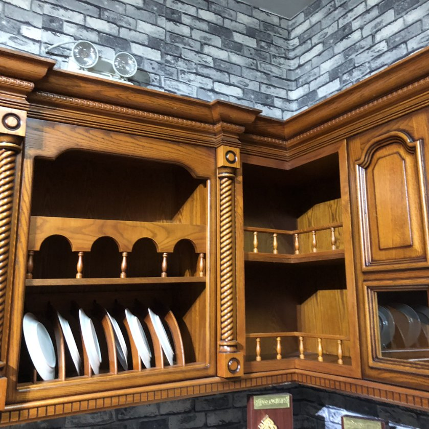 High Quality Classical Style Custom Solid Cherry Wood with Pillar Kitchen Furniture