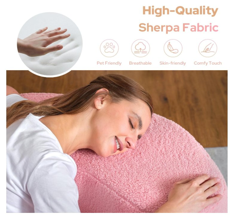 Chaise Lounge for Living Room, Bedroom (Pink, Wrinkles)