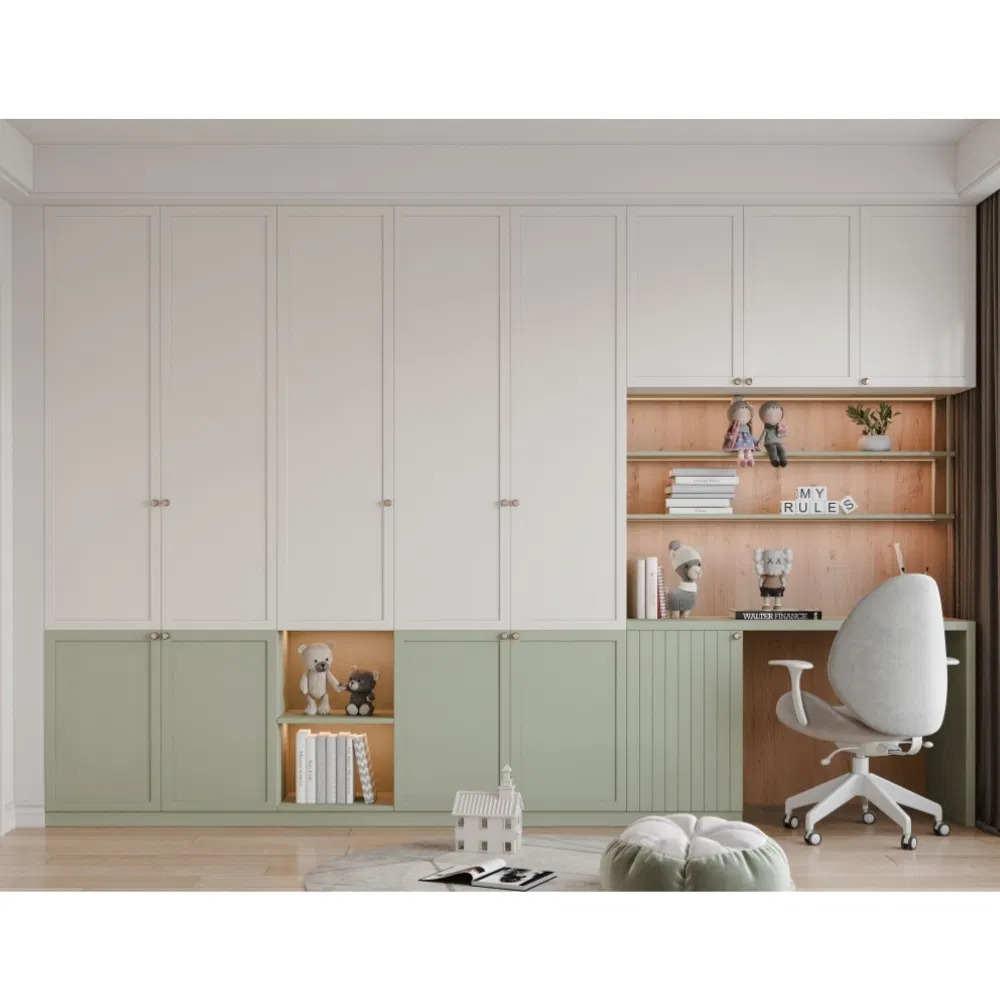 Modern Bedroom Furniture Kids Room Hinged Door Wardrobes WIC with LED Light