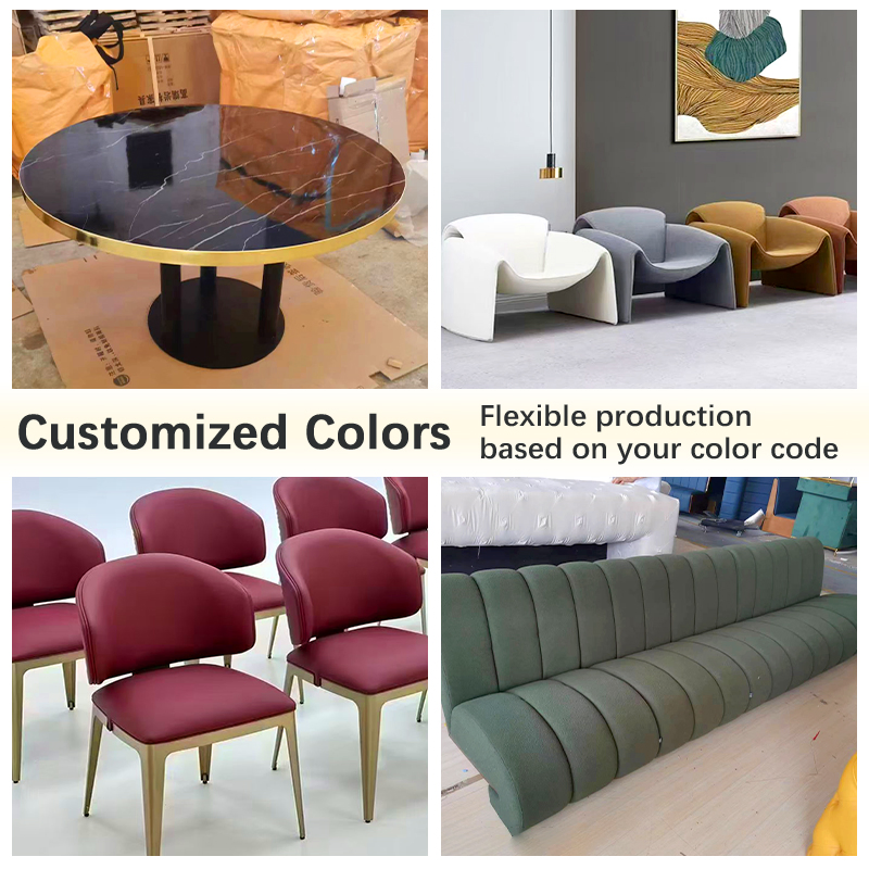 Commercial Restaurant Hotel Furniture Curved Patterned Fabric Armchair Blue Custom Table Set Hotel Lounge Area