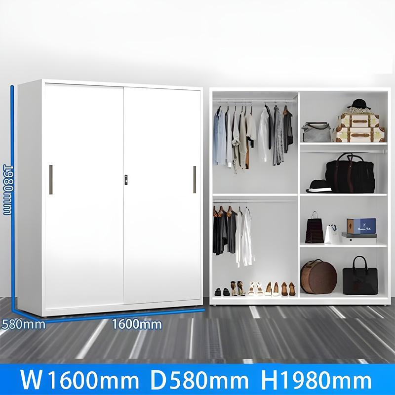 Modern Space-Optimized Wardrobe Metal Cabinet Wardrobe Bedroom Storage Furniture