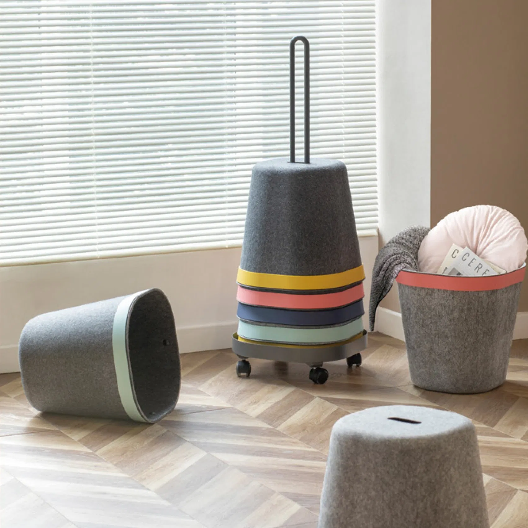 Hot Sale School Bamboo Leisure Office Furniture Felt Stool