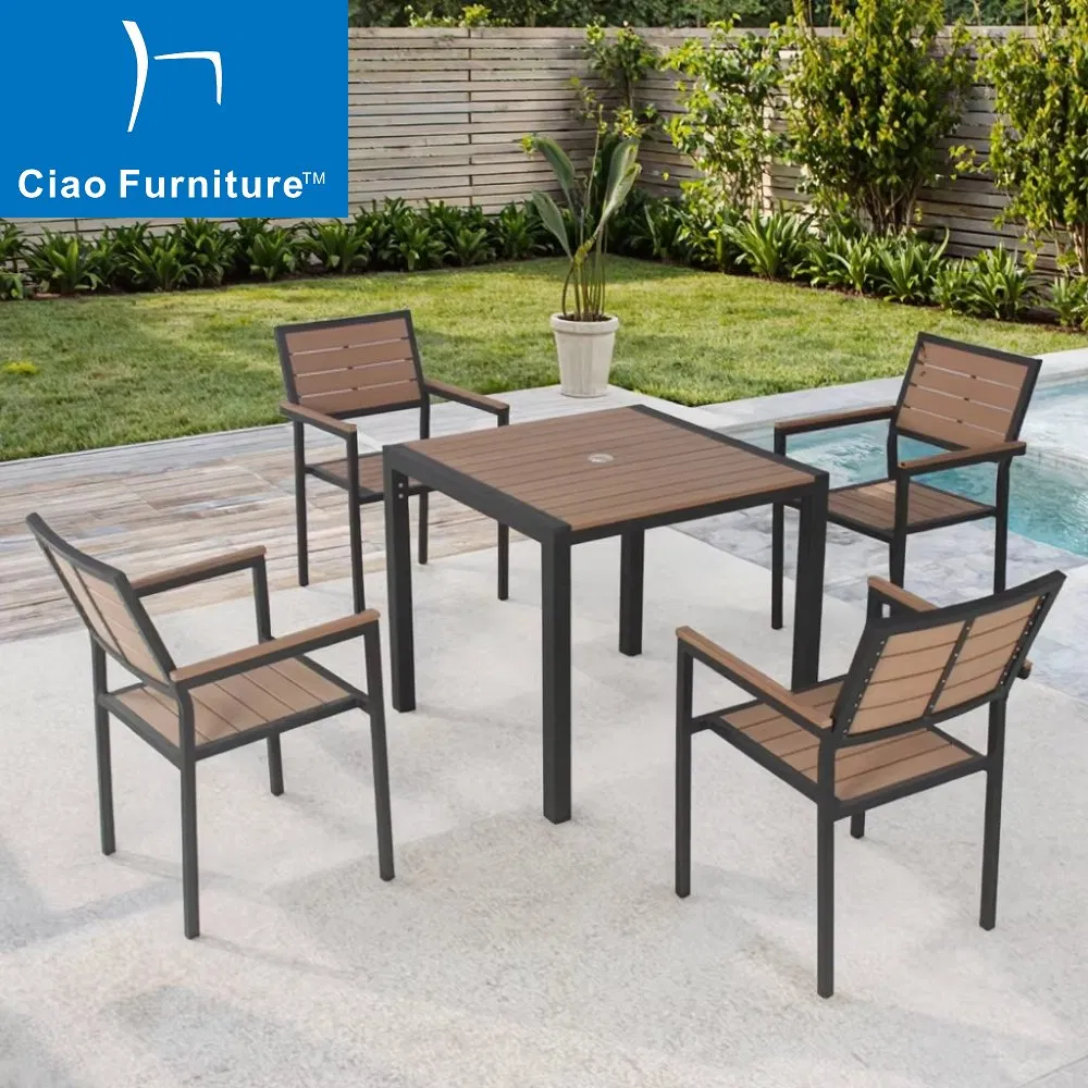 Foshan Garden Outdoor Restaurant Aluminum Patio Dining Set Table Chairs Furniture