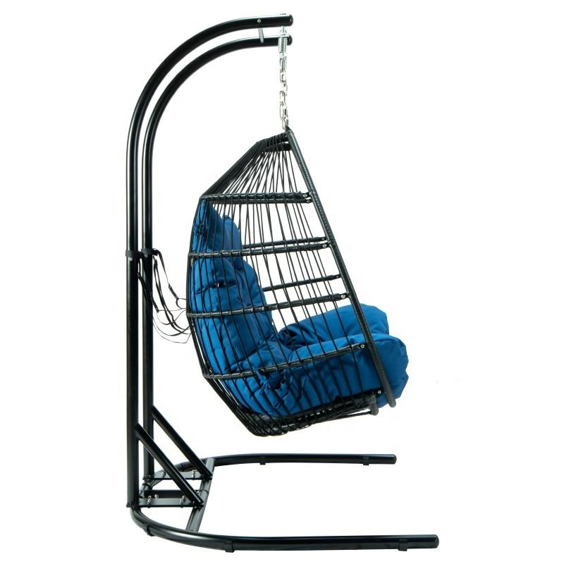 Outdoor Furniture Patio Swings Chair Foldable Garden Double Rope Hanging Egg Chair with Stand