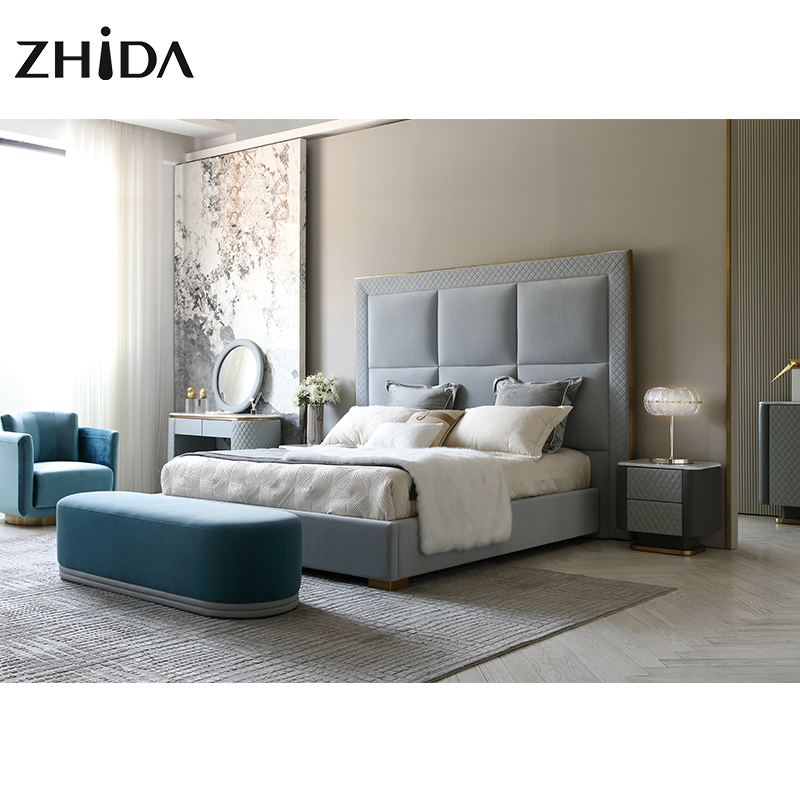 Luxury Design Bedroom Furniture Velvet King Size Bed Set