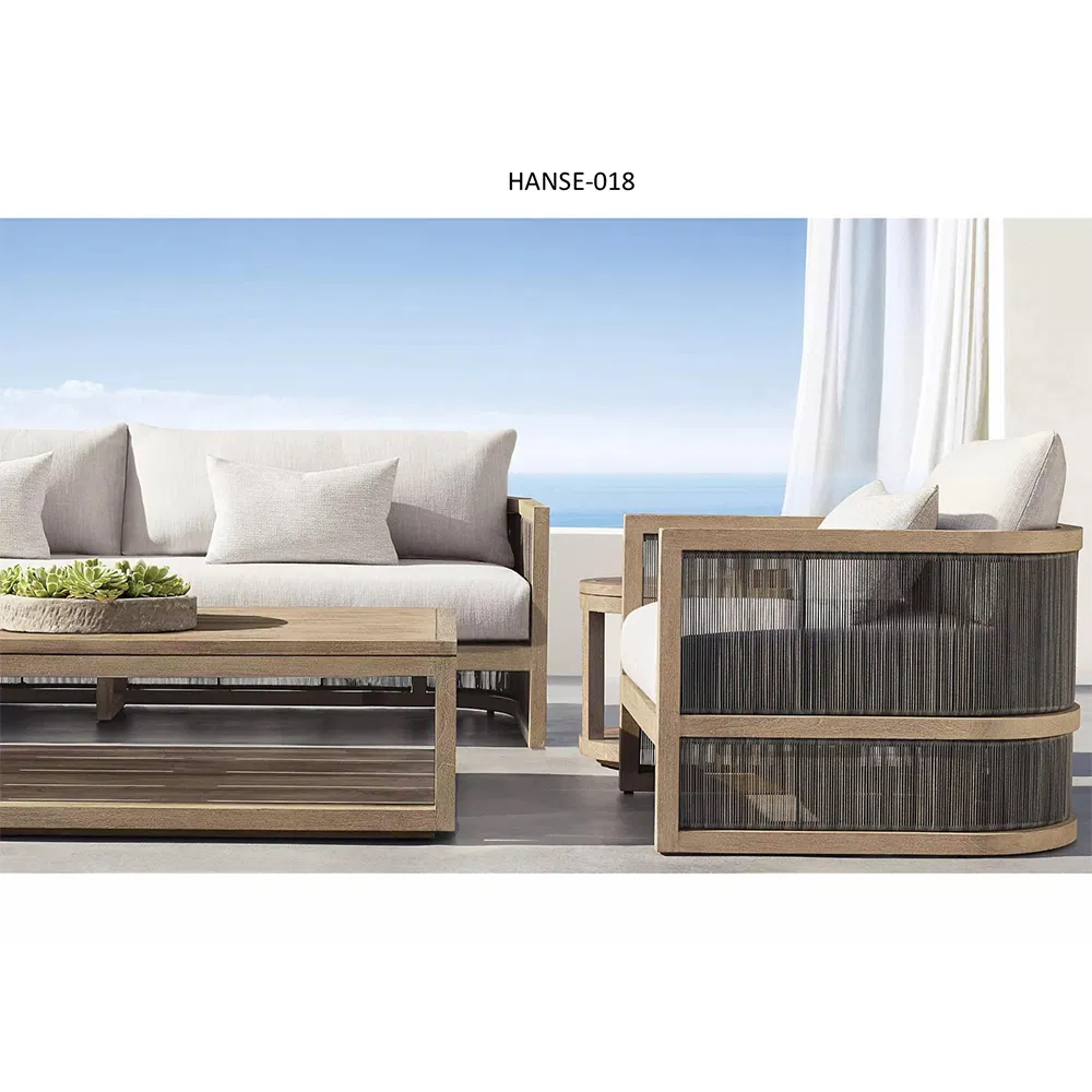 Comfortable Wicker Rattan Outdoor Garden Sofas Patio Wood Garden Sofa Set Furniture Outdoor