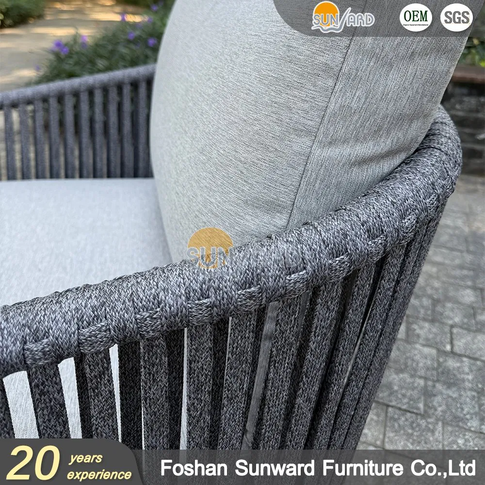 Foshan Factory Wholesale Home Patio Garden Couch Set Wooden Aluminum Outdoor Furniture Hotel Waterproof Luxury Rope Sofa