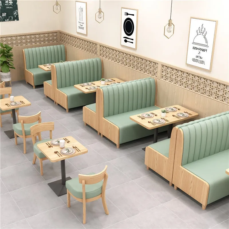 Restaurant Sofa Wooden Bar Booth Seat Dining Table Set Leather Commercial Restaurant Furniture