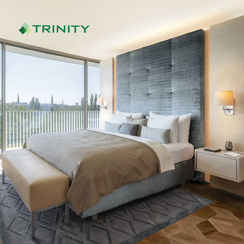 Foshan Customized Commercial Modern Complete Bed Room Furniture Luxury Bedroom Full Set for 5 Star Hotel Apartment Villa Beach Resort