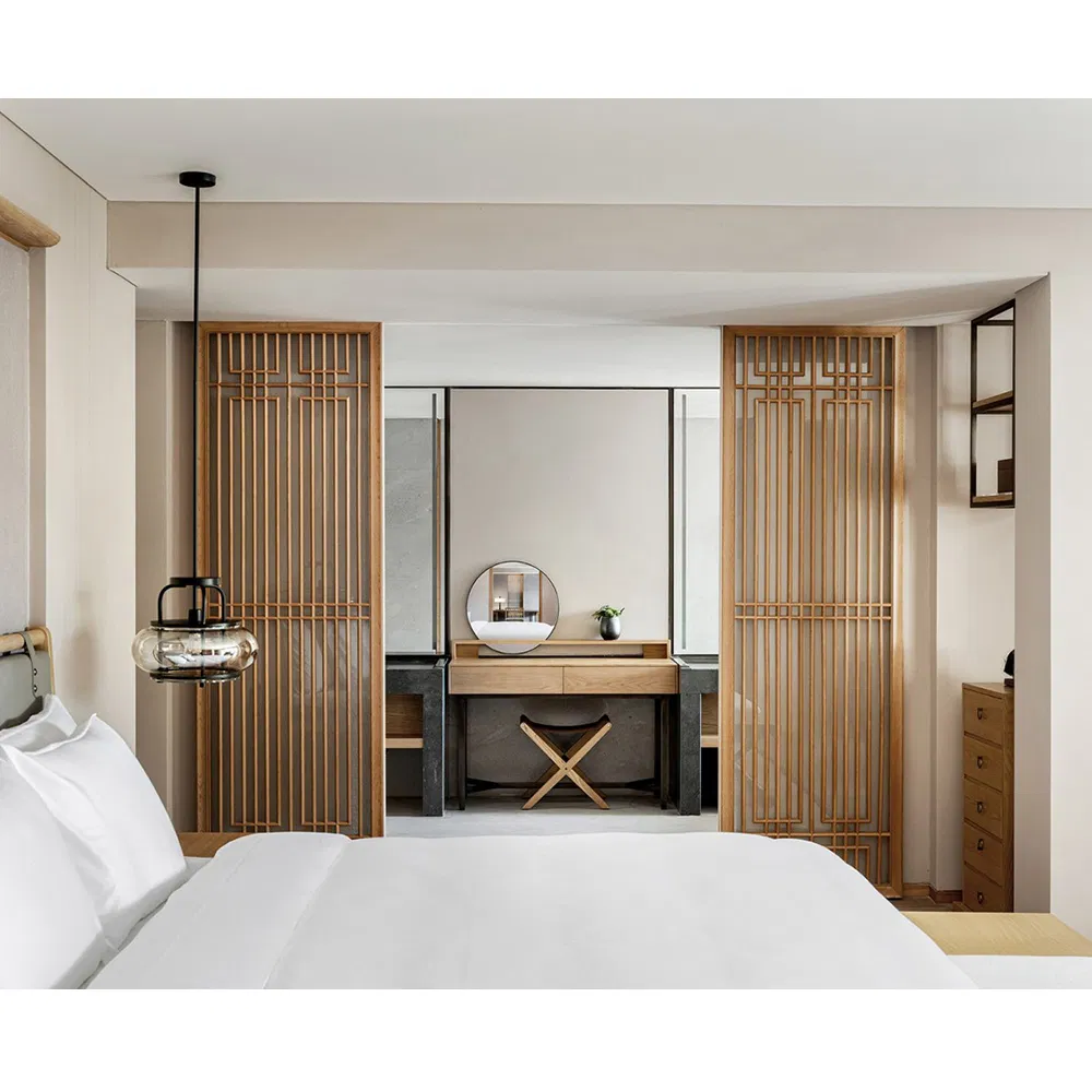 Wooden White Bedroom Melamine Home Bedroom Furniture Solid Wood Wardrobe Minimalist Hotel-Style Bedroom Furniture
