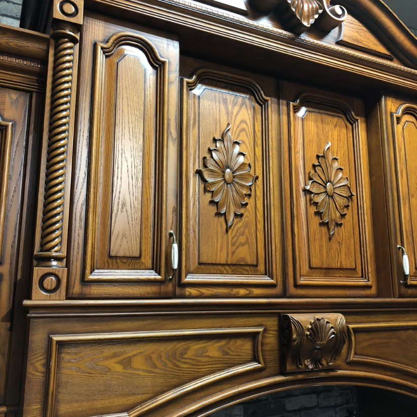 High Quality Classical Style Custom Solid Cherry Wood with Pillar Kitchen Furniture