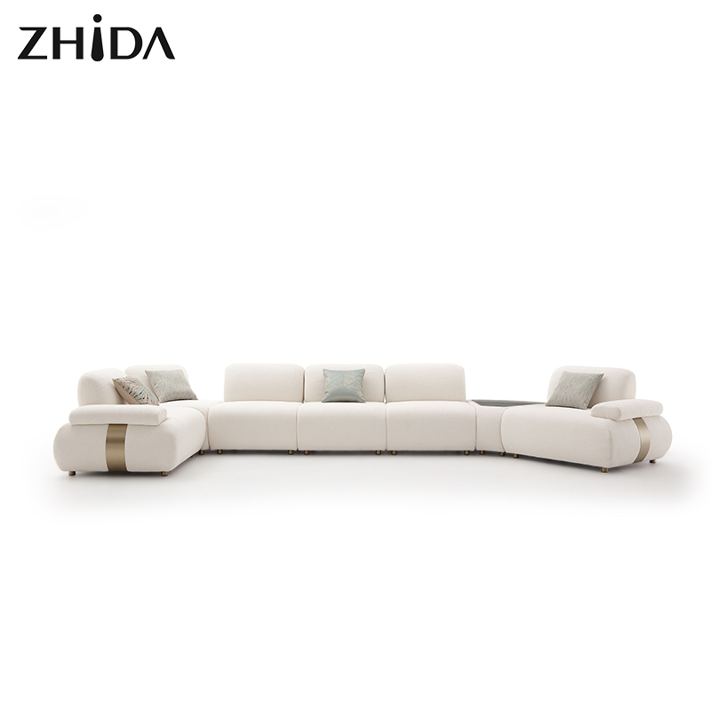 Contemporary Light Luxury Sofa Living Room Linen Teddy Fabric Furniture Stainless Steel Leg
