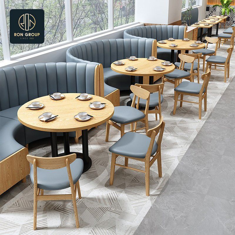 Hot Sales Modern Australian Fast Food Leather Bench Booth Seating Coffee Shop Wood Table and Chair Commercial Restaurant Furniture for Restaurant