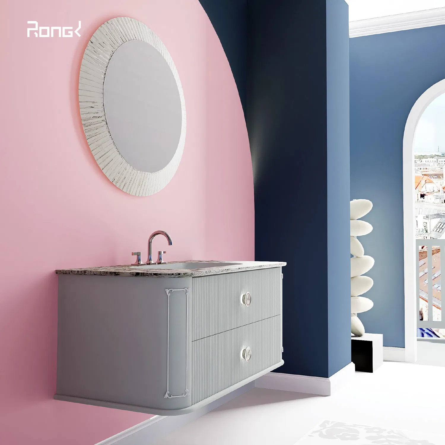 Smart Waterproof Furniture: Modern Wooden Ensemble Set for Elegant Bathrooms