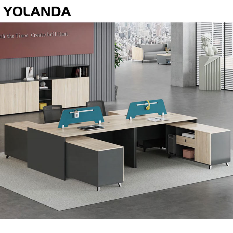 Yolanda Office Furniture Office Work Desk Table 2 4 6 8 Person Staff Workstation Modern Design Standard Size Double Side Staff Table